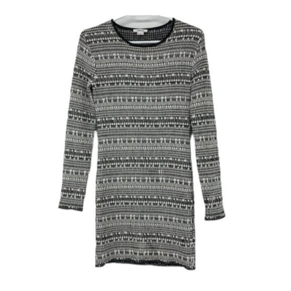 Helmet Lang Black   White knit mixed  print linen blend bodycon mini dress SP - Picture 15 of 16